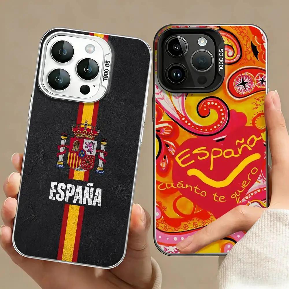 S-Spanish Cultural Aesthetics Phone Case For iPhone 17,16,15,14,13,12,11 Plus,Pro Max,XS,Colored silver phone case