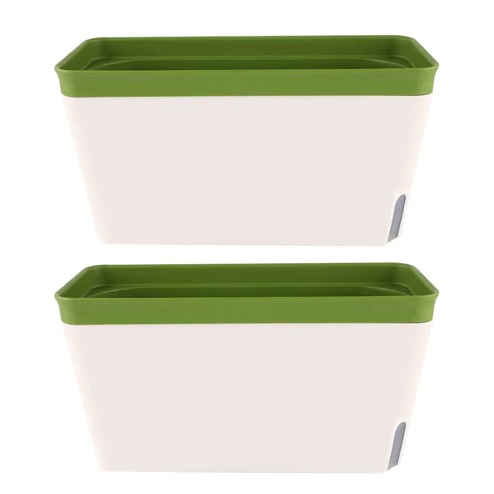 

2Pcs Absorption Flower Pot Double Layer Design Self Watering Planter with Visible Water Window for Home Office Decor Plants