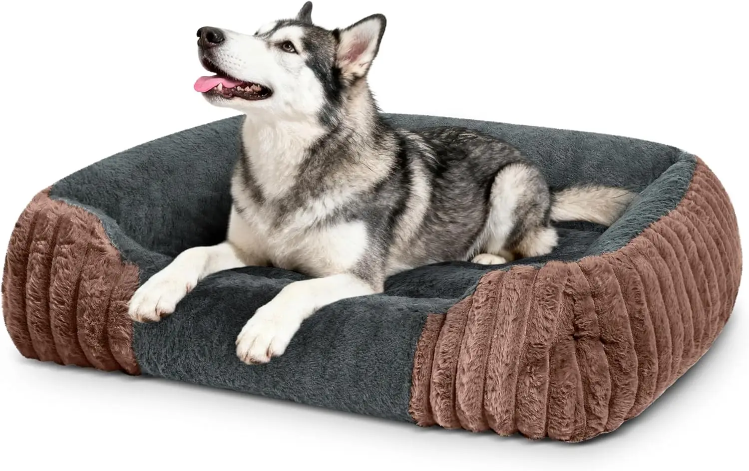 

Extra Large Dog Bed 43x35 Inch, Orthopedic XXL Pet Bed with Shredded Memory Foam, Faux Rabbit Fur, Non-Slip, Machine Washable