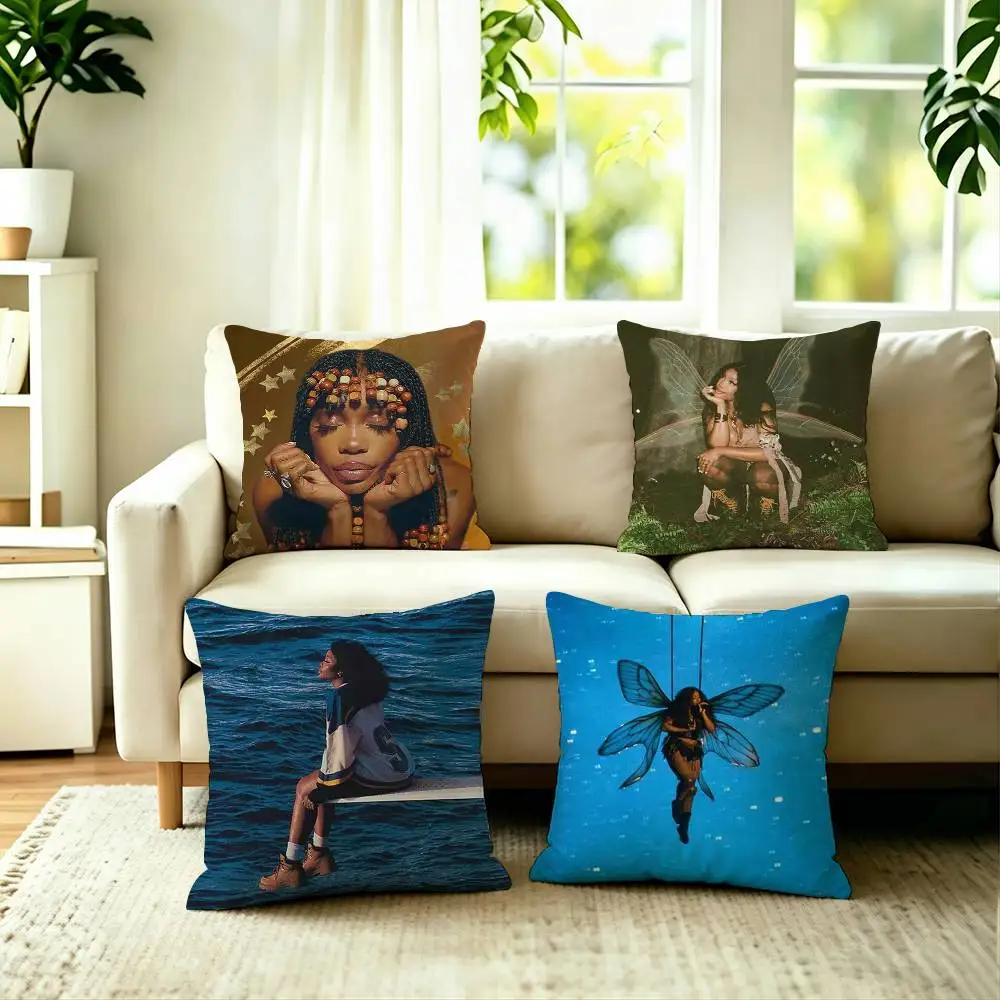 Hot Singer SZA  Square Double-Sided printed Pillow Case Bedroom Bedside Pillow Sofa Cushion Cover