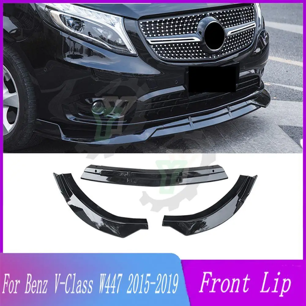 Car Front Bumper Lip Spoiler Splitter Diffuser Detachable Body Kit Cover Guard For Mercedes Benz V-Class W447 2015 2016 17 18 19