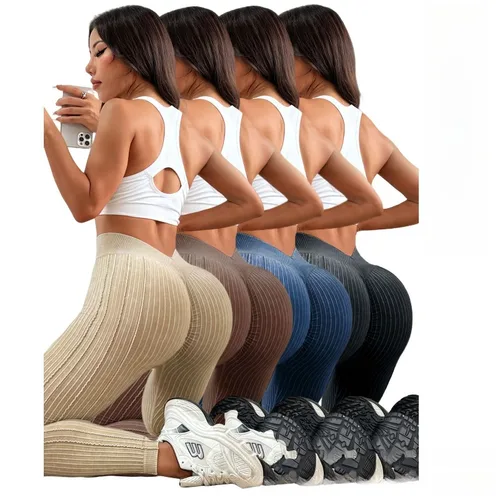 Leggings acanalados lavados con arena para mujer, mallas de Yoga de cintura alta, cintura en forma de V, pantalones de Fitness para levantamiento de glúteos de melocotón para entrenamiento