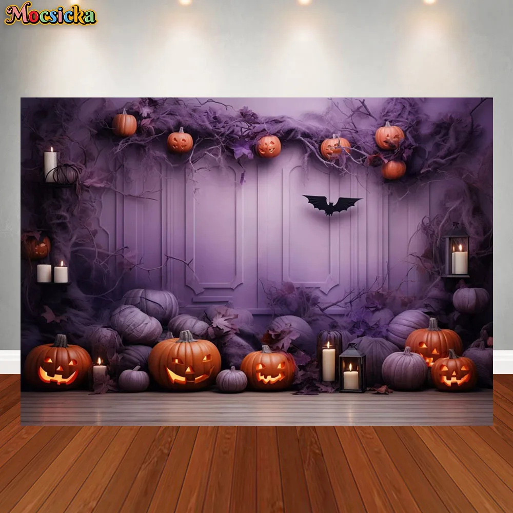 

Mocsicka Photography Background Halloween Scary Pumpkin Bat Spooky Night Kid Birthday Party Portrait Decor Photo Backdrop Studio