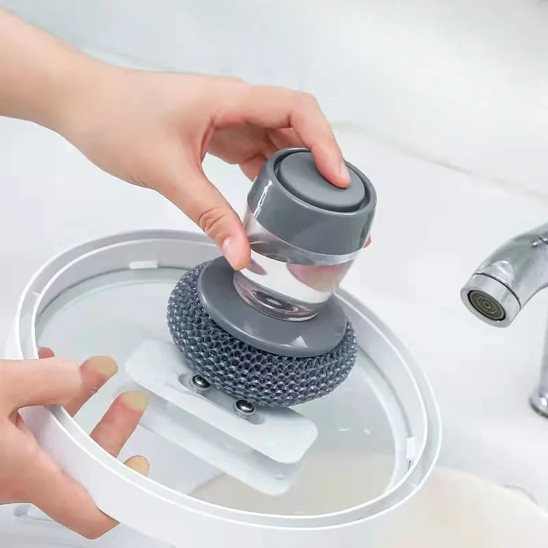 1/2/3pcsBrush press type automatic liquid washing pot brush kitchen household stove top