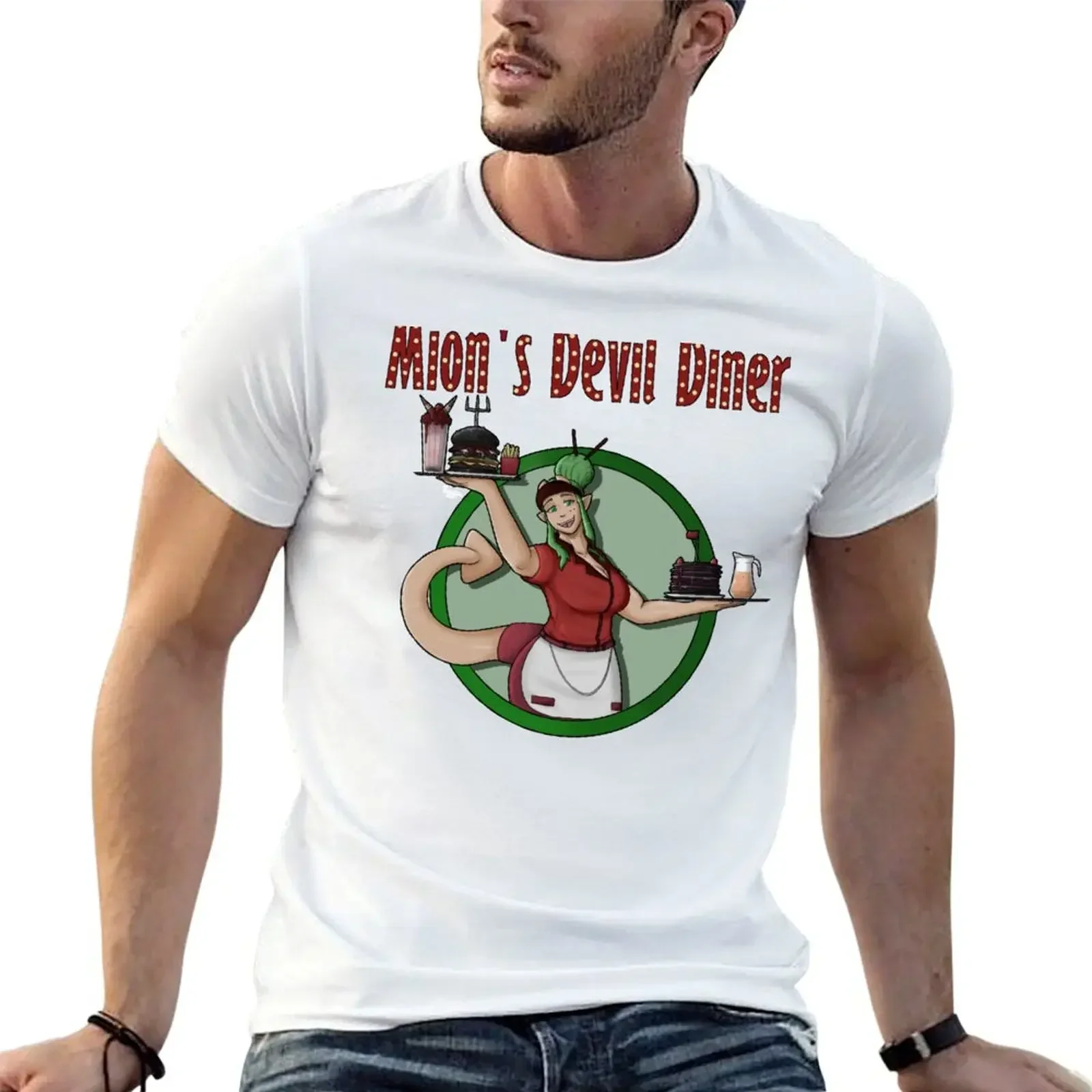 Camiseta Mi?n's Devil Diner, camiseta gráfica extragrande, camiseta negra extragrande para hombre