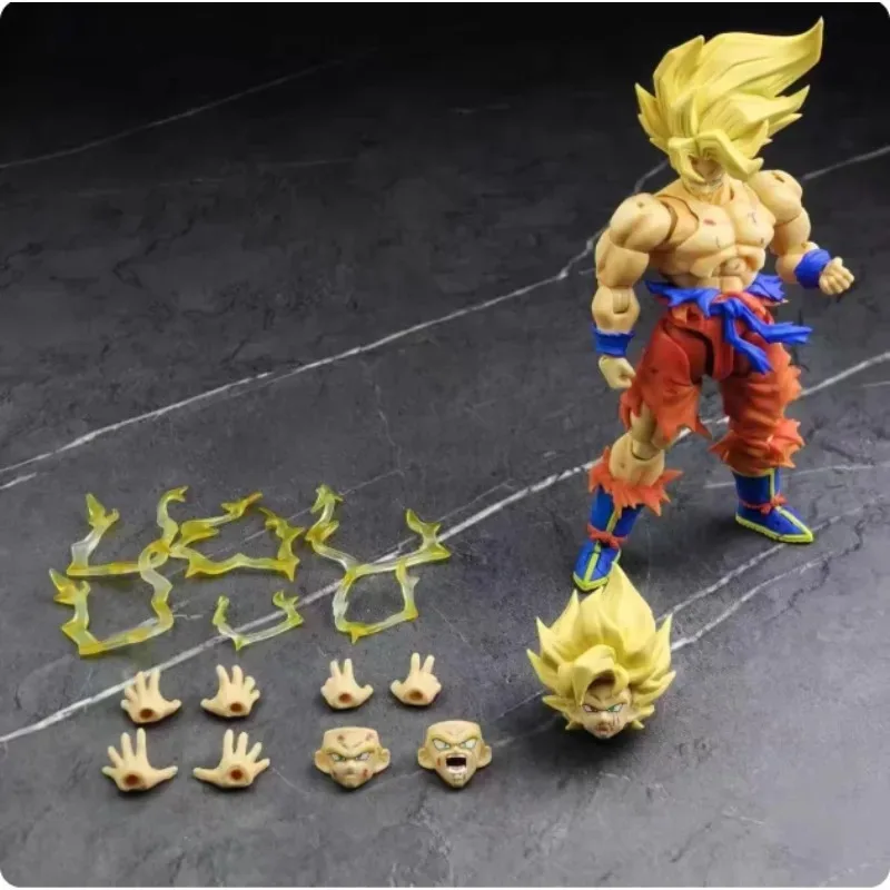 In Stock! N&T Studio Dragon Ball SHF Super Saiyan Weekly Magazine Color Goku Battle Damage3.0 Body Action Anime Figures Models view 2