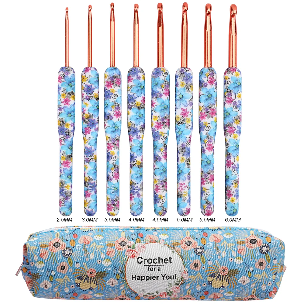

New 8Pcs Crochet Hooks Kit Aluminum Crochet Needles With Bag Ergonomic DIY Yarn Weave Sewing Crochet Tool Set for Beginners