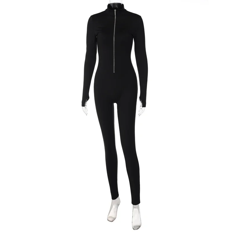 2024 Sexy Girl Fitness dress Women's Leisure Sports Zipper decorative jumpsuit long-sleeved jumpsuit