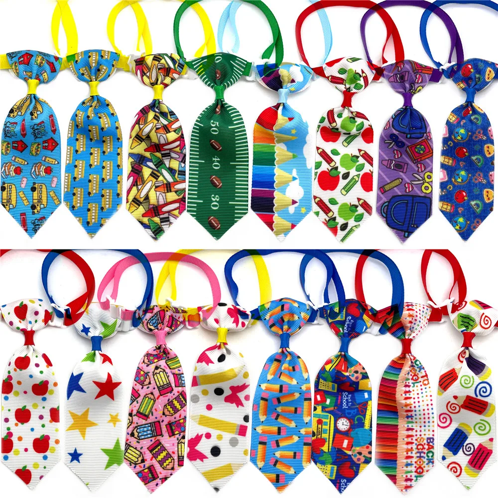 50/100pcs Dog Bow Tie Back To School Style Pet Supplies Small Dog Bowtie Pet Dog Cat Bowties Small Dog Grooming Accessories