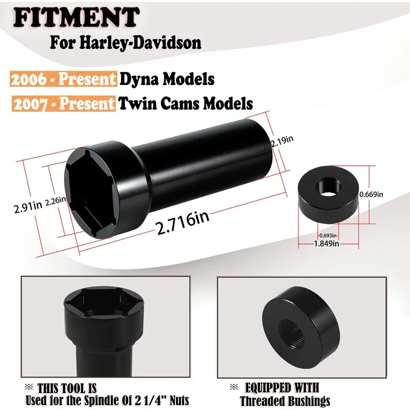 2-1/4 "Mainshaft koło pasowe klucz nakrętka zabezpieczająca wał główny gniazdo narzędzie do 2006 Up Harley Davidson bliźniacza kamera, Dyna, Electra więcej — zdjęcie 3