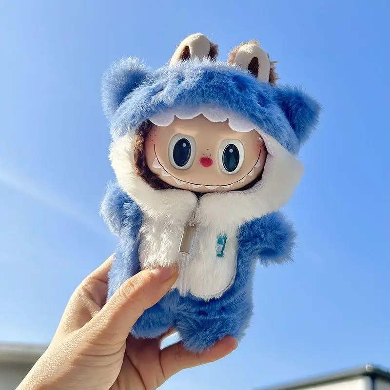 17cm Cute Mini Plush Doll'S Clothes Outfit Accessories For Korea Kpop Exo Labubu Idol Dolls shark onesie Clothing DIY Girl Gift
