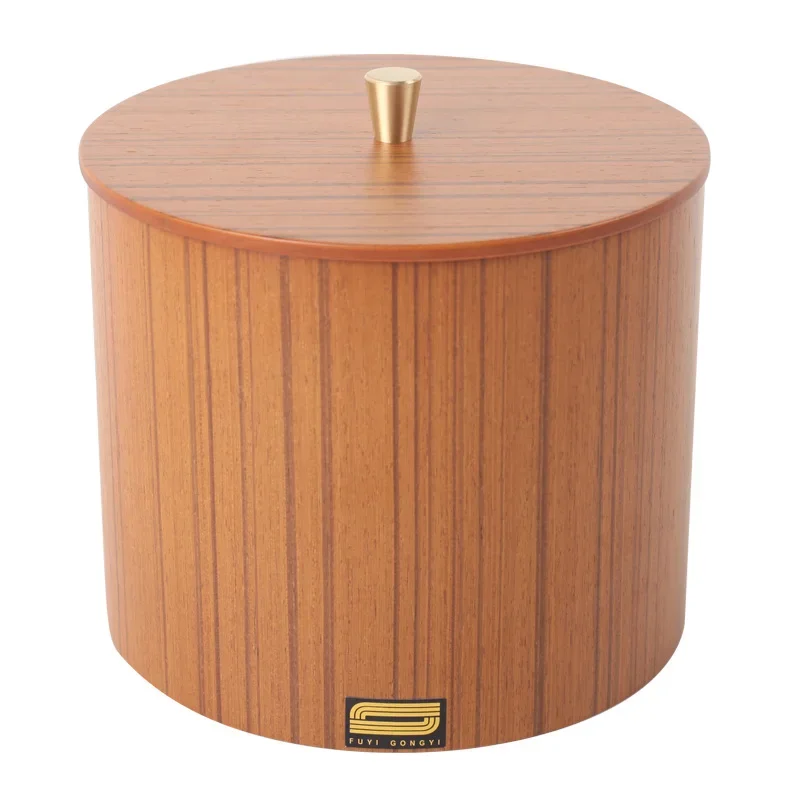 Desktop Solid Wood Garbage Bin, Wooden Coffee Table, Office Desk, Study, Sorting and Storage Bin, Small Size