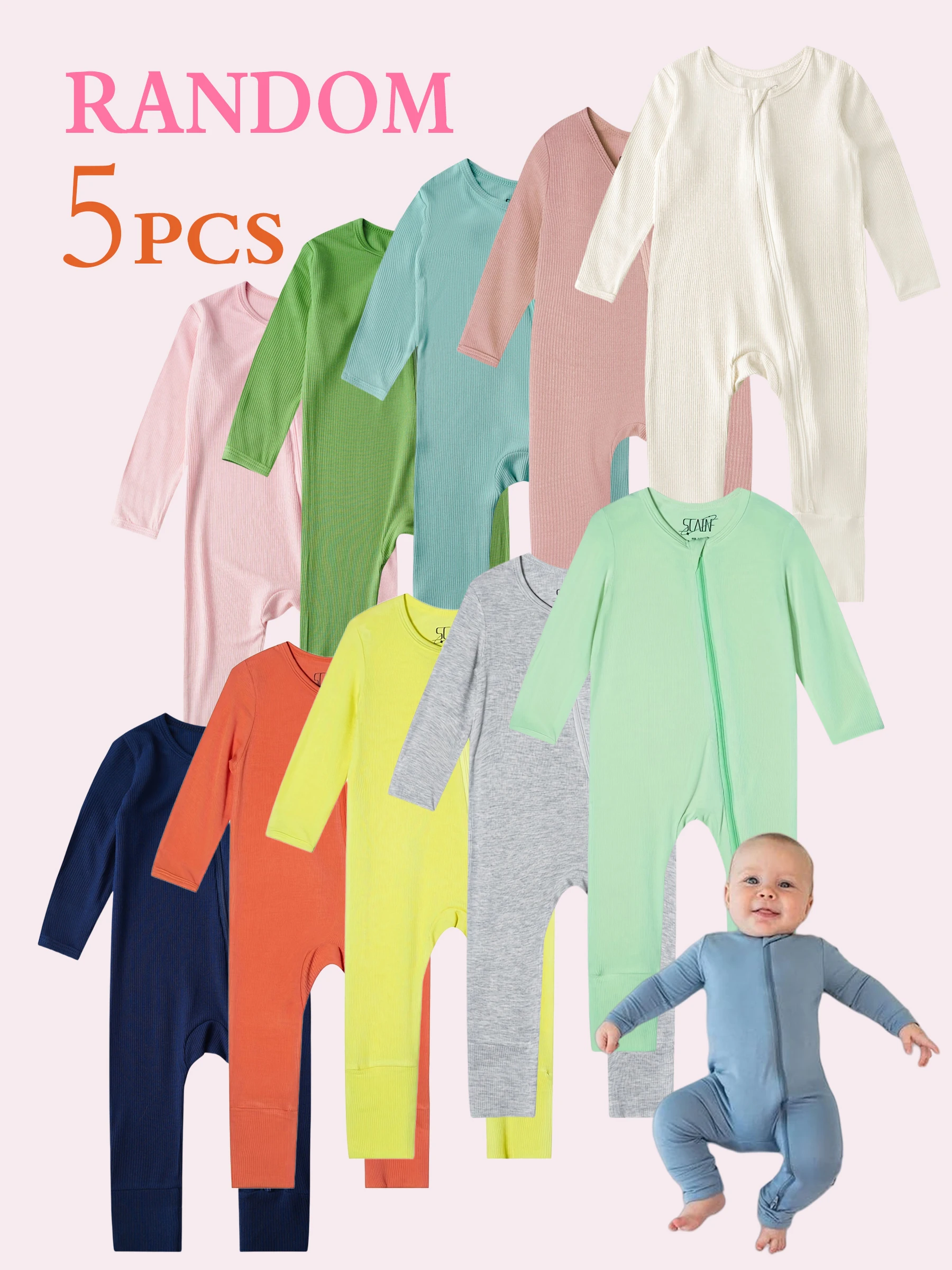 

Two-piece fashion baby romper set, randomly selected Bamboo fibre baby romper, 0-24 months