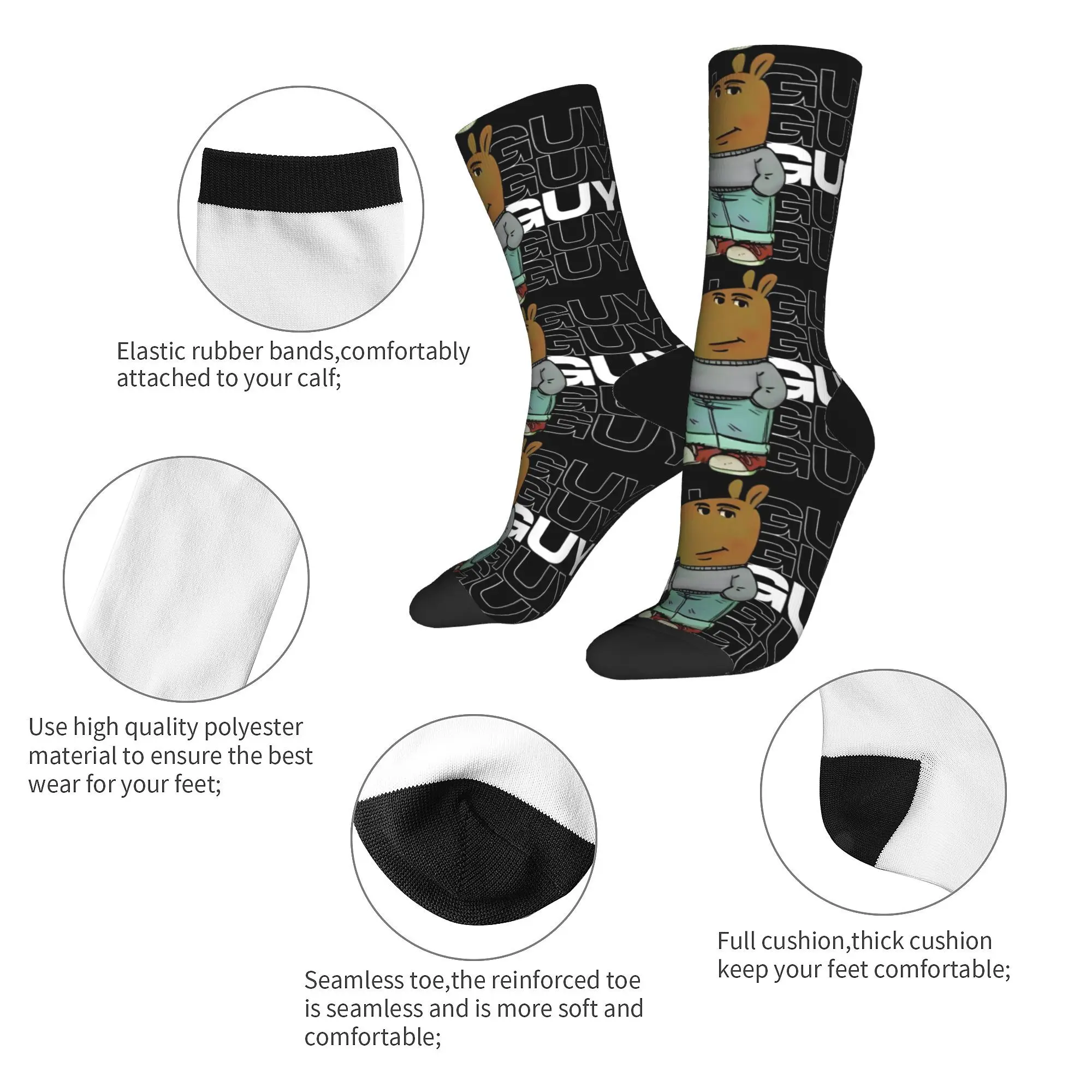 Harajuku Chill Guy Modern Style Football Socks  Polyester Long Socks for Unisex Sweat Absorbing