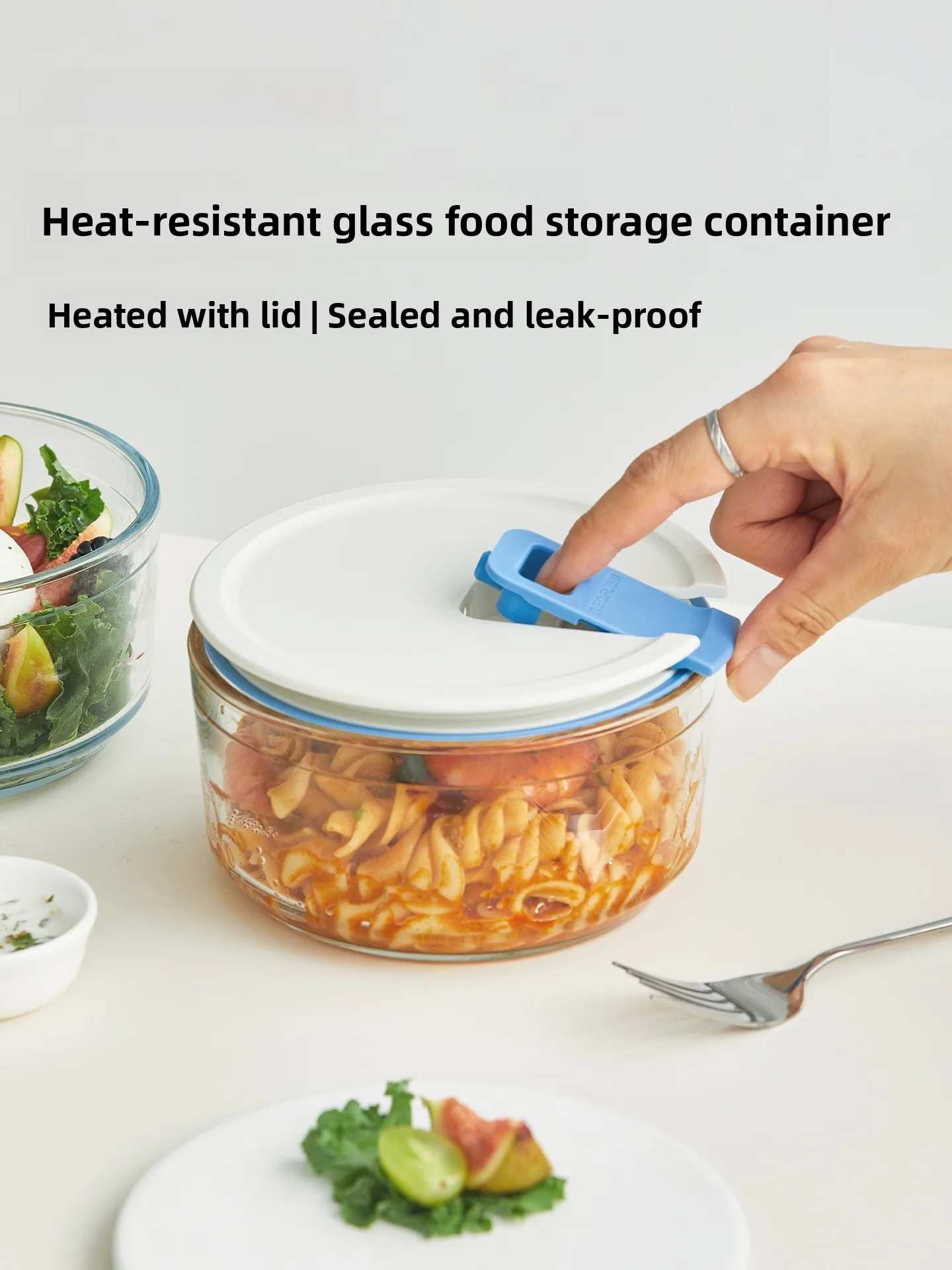 Neoflam Glass Food Container with Lid Microwave Safe Leakproof Lunch Box for Office Workers Square Shape Transparent Design view 2