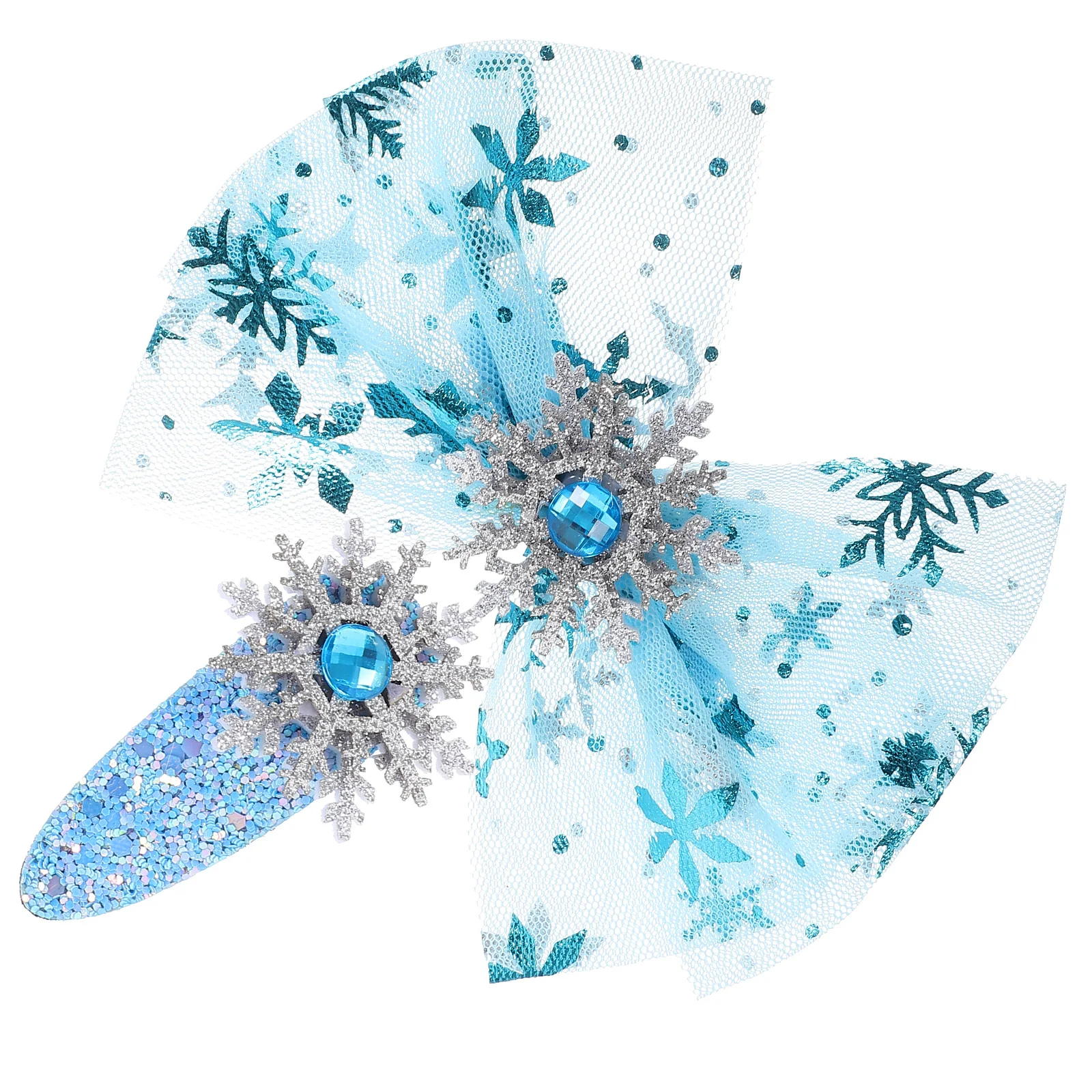 

4Pcs Bowknot Snowflake Hair Clips Delicate Hair Accessories for Girls Birthday Christmas Party Headdress Snowflake Hairpin