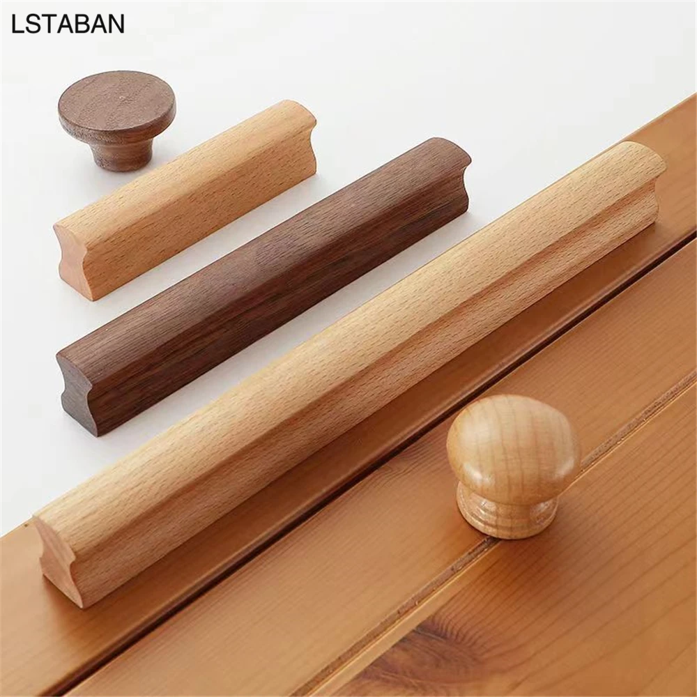 Walnut Wooden Furniture Handle Drawer Knobs Kitchen Cabinets Pulls Long Handles Cabinets and Drawers Dresser Knobs Wardrobe Pull