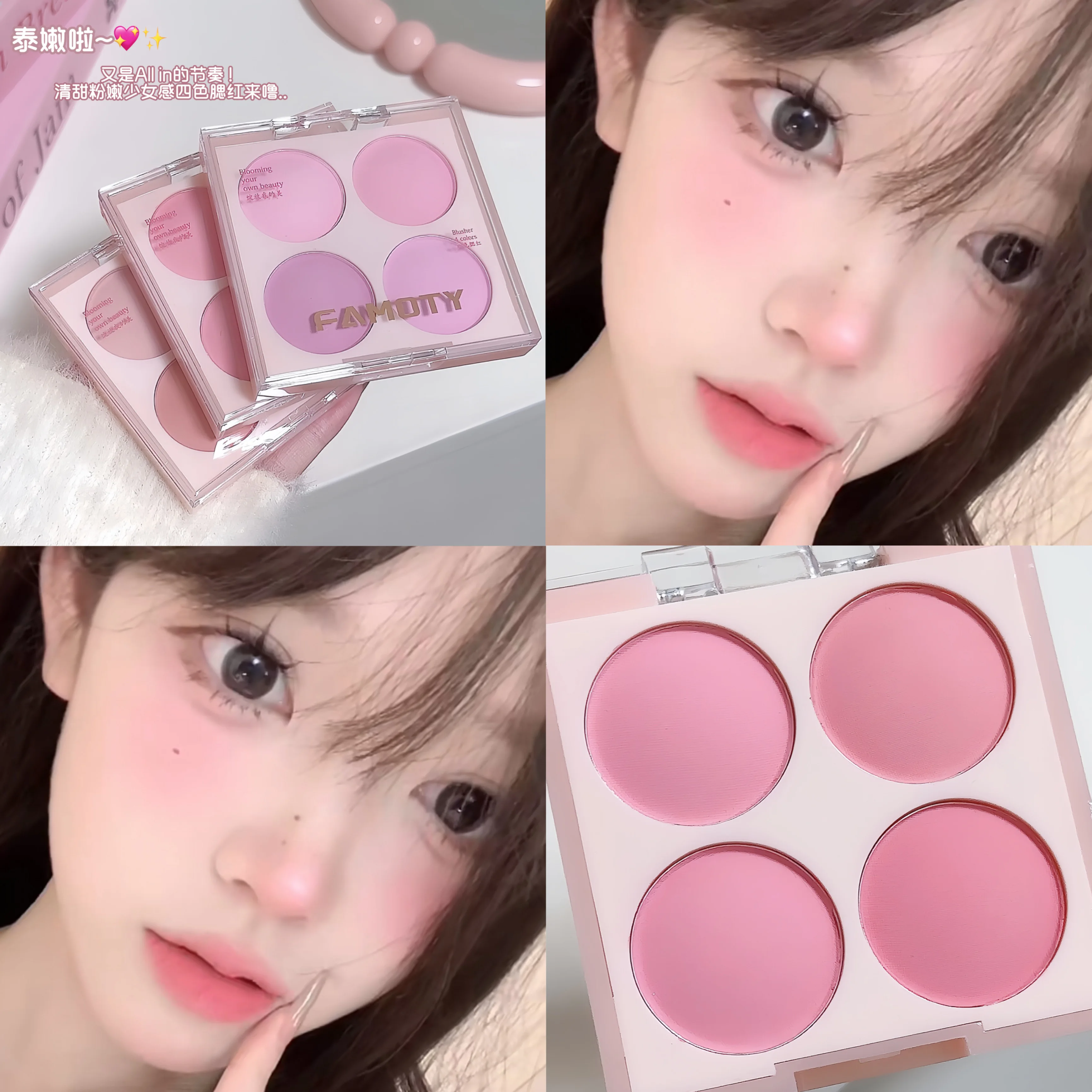 Set di fard in polvere opaca da 4 colori - Illuminatore cosmetico per illuminante per guance per trucco viso dal tono dolce e caldo per una bellezza del viso migliorata