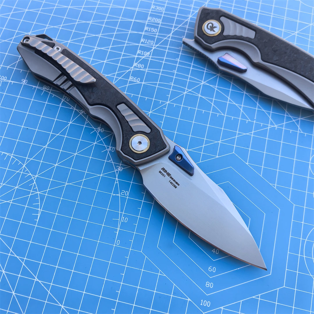 QK01 Original Folding Knife 14C28N Blade Carbon Fiber Titanium Alloy Handle Outdoor Camping Fishing Hunting EDC Defense Tool