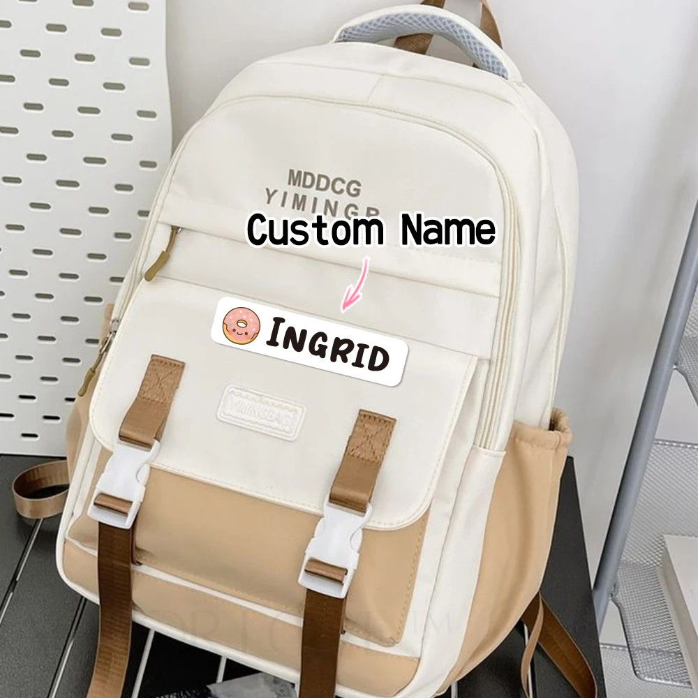 Custom Doughnut Name Sticker,Transparent Waterproof Sticker for Kids,diy Name Labels for School Bag Bottles Pen Box Uniform view 5