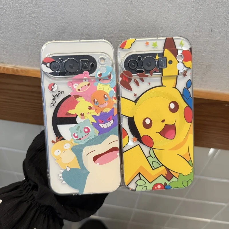 

Cute Cartoon P-Pokemon Snorlax Squirtle Magsafe Wireless Charge Case For Google Pixel 9 10 pro XL 10Pro 9ProXL Magnetic Stand