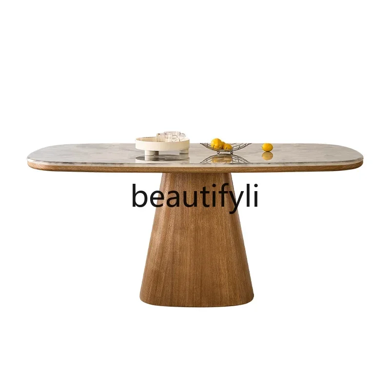 

FG28Nordic solid wood marble dining table household rectangular oval modern simple dining table