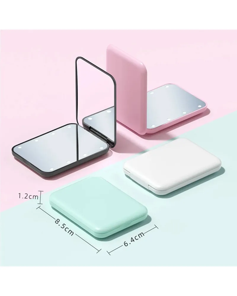 

Портативное светодиодное косметическое зеркало — двойное 1-кратное и 2-кратное увеличение, перезаряжаемое карманное зеркало