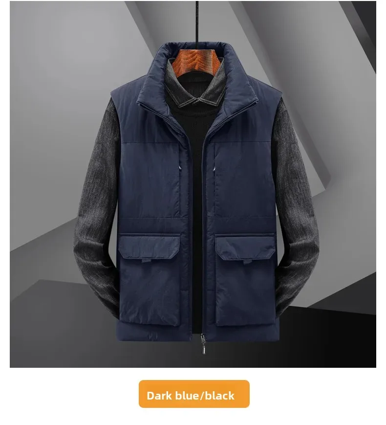 Colete de lã engrossado masculino jaqueta térmica de trabalho ao ar livre com vários bolsos para outono e inverno jaqueta masculina colete para homem