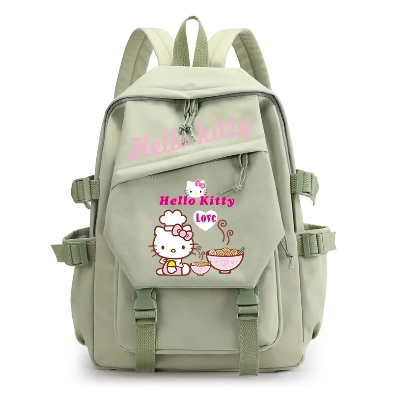 Sanrio Olá Kitty Cartoon Student Schoolbag, impresso, bonito, desenhos animados, leve, grande capacidade, computador Canvas Backpack, novo