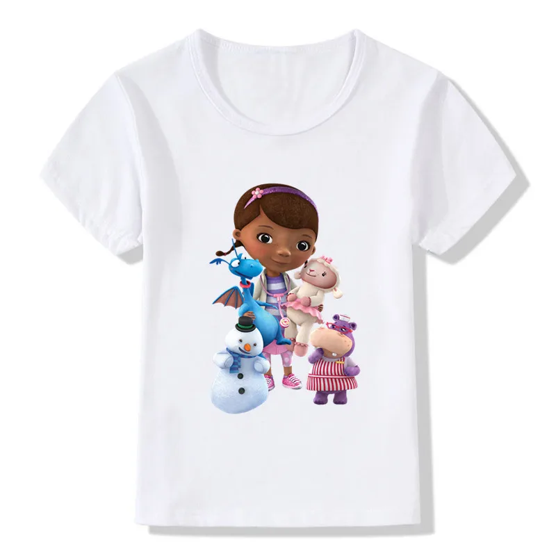 Doc McStuffins Clinic Girl Print Cartoon Kids T-shirt Summer Girls Clothes Baby Boys Short Sleeve T shirt Children's Clothing