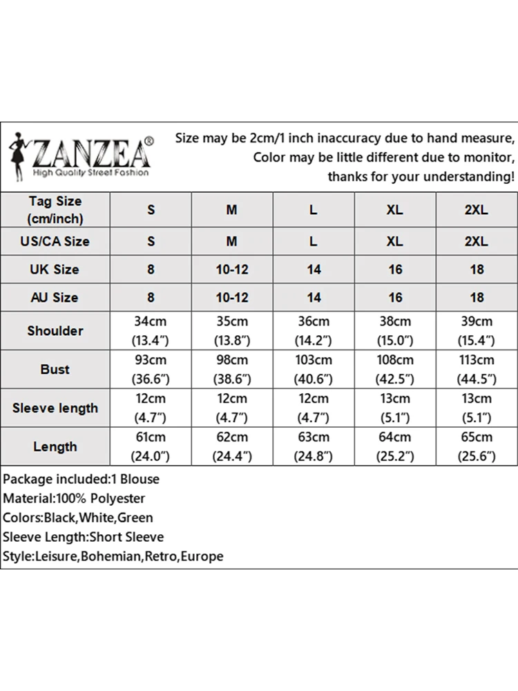 ZANZEA 보헤메인 프린트 튜닉 상의, 우아한 여성 반팔 꽃 블라우스, O넥 블라우스, 여름 패션, 작업 휴일 셔츠