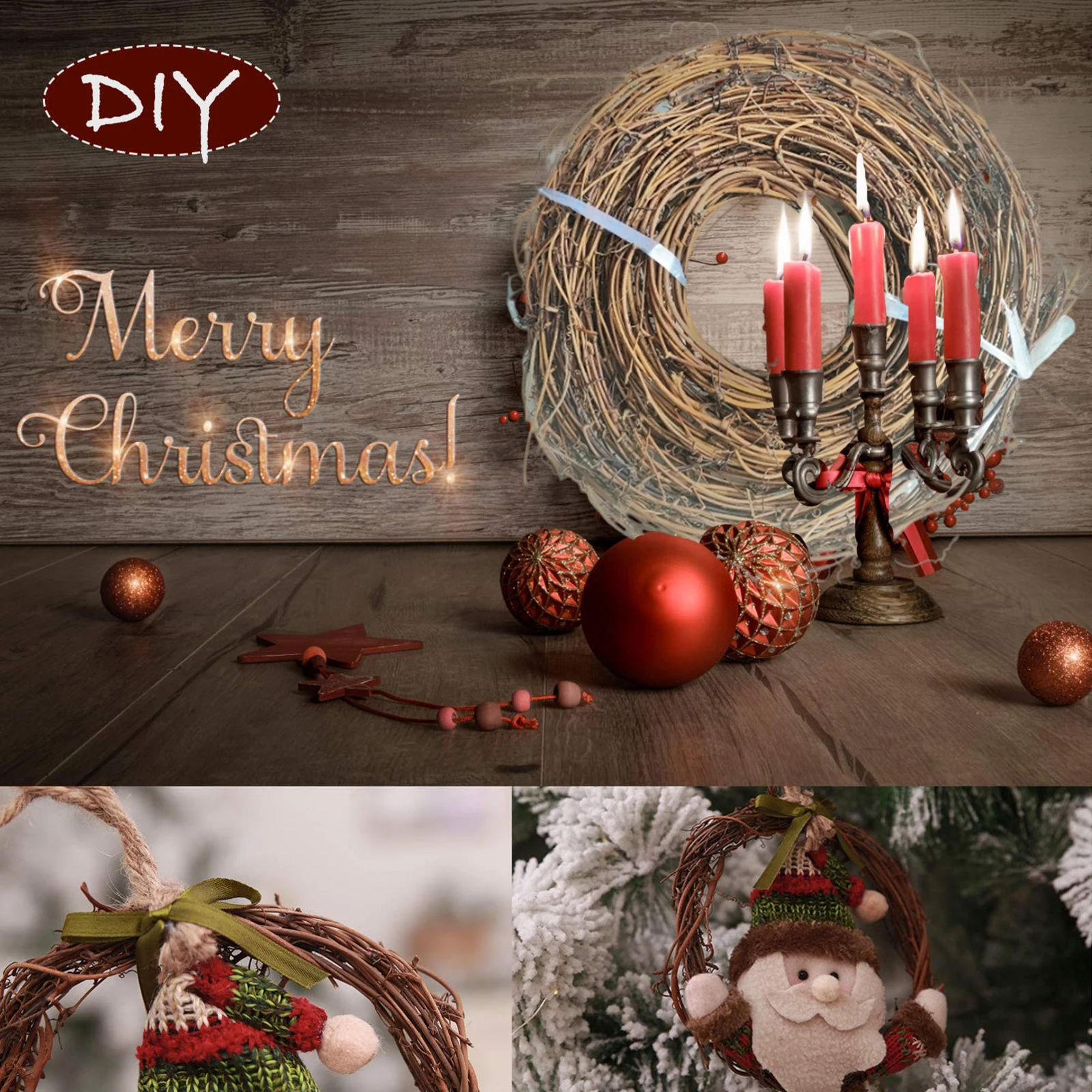 1 لفة العنب الطبيعي غصين جارلاند عيد الميلاد لتقوم بها بنفسك الحرفية فاينز إكليل قاعدة ديكور معلق حلية المنزل حفل زفاف الكرمة