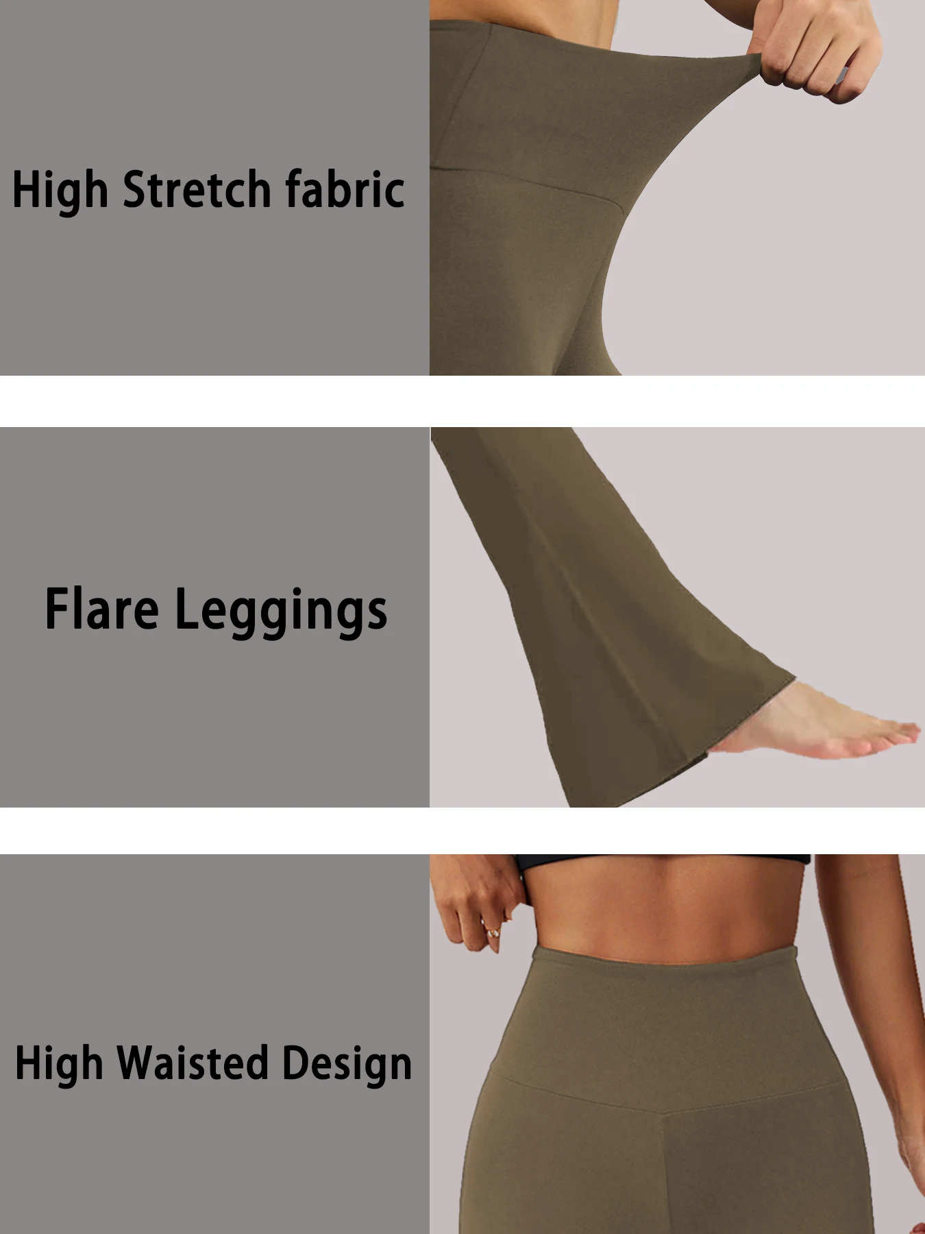 Damskie spodnie do jogi z wysokim stanem i rozszerzanymi nogawkami. Idealny do jogi lub na co dzień.