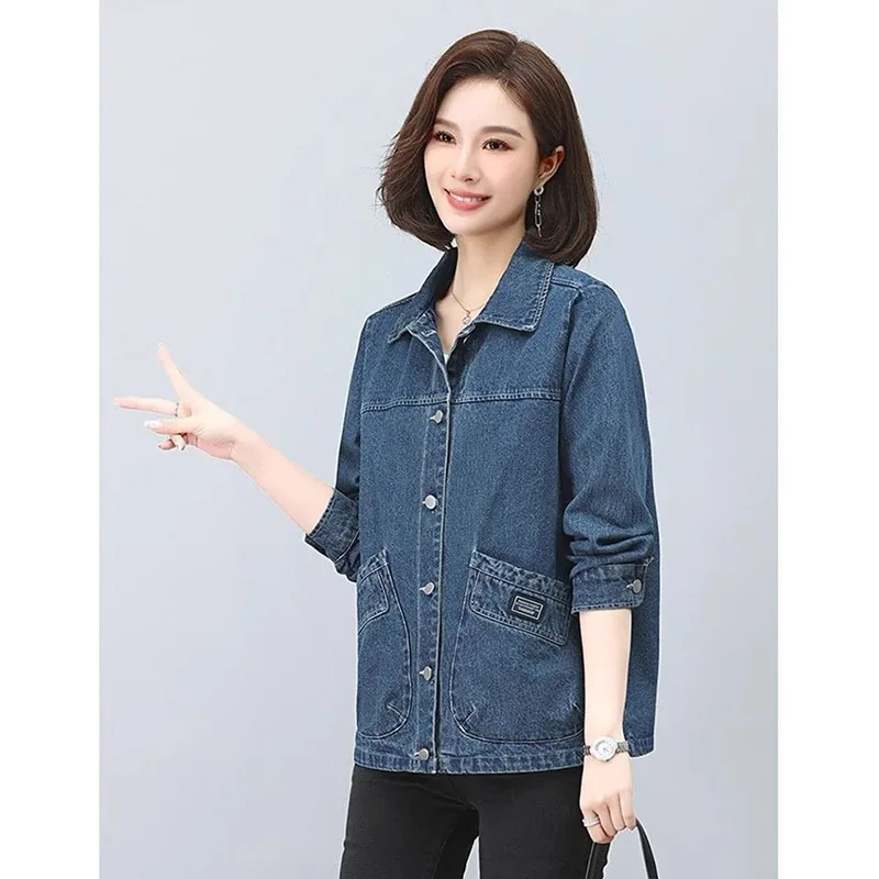 Women Denim Coat 2025 New Cowboy Jacket Women's Jackets Fashion Long sleeves Female Casual Plus Size Denim Coats
