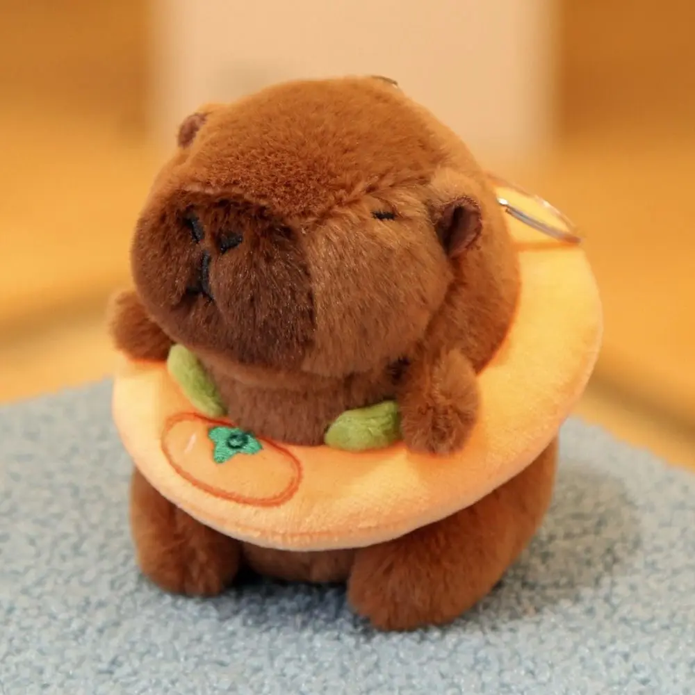 Cartoon Capybara Plush Capybara Keychain Guinea Pig Soft Fluffty Animal Doll Stuffed Animals Headgear Capybara Doll