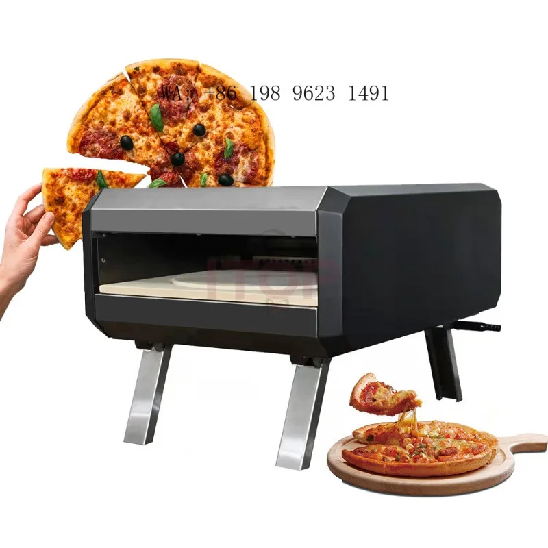 

Stainless Steel Rotating Gas Pizza Oven Portable Outdoor BBQ Baking for Camping Garden Party Kitchen Use