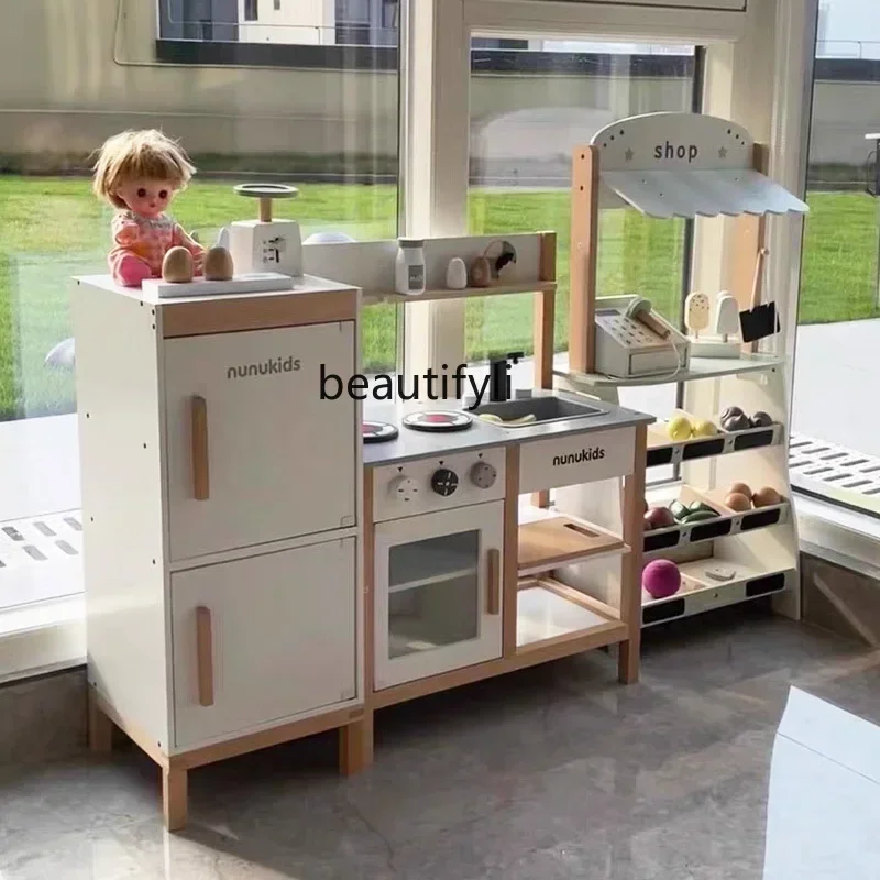Simulatie koken keuken koelkast set pop houten houten kleuterkachel speelgoed
