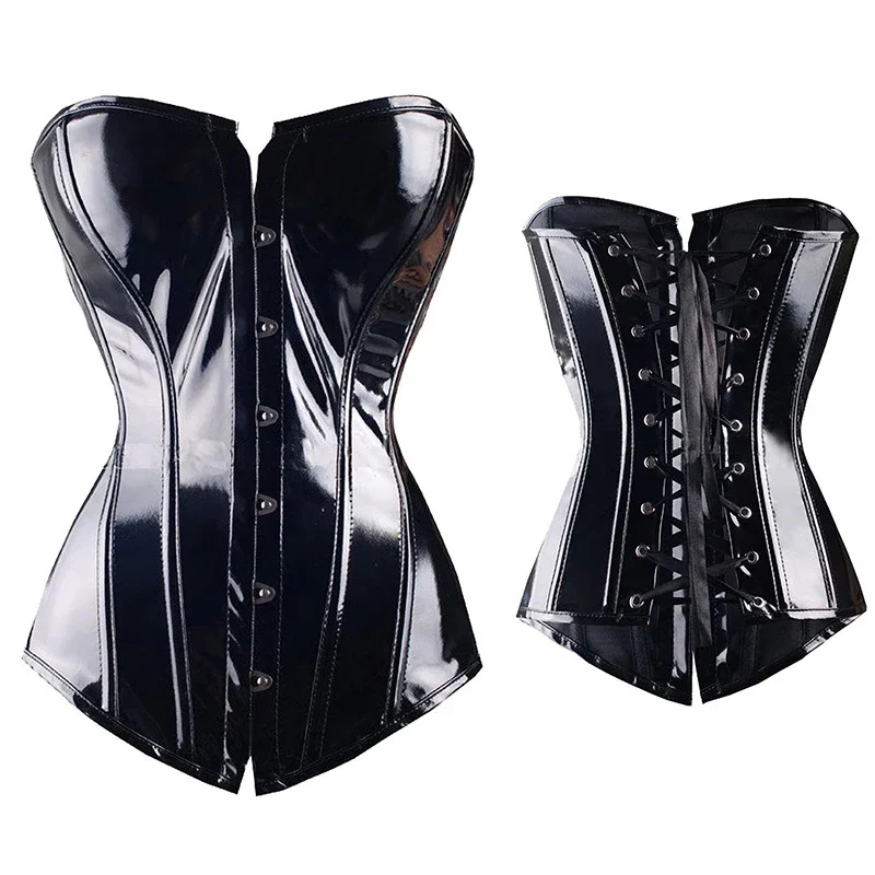 

QNPQYX Sexy Women PVC Overbust Corset Steampunk Lingerie Top-Goth Corset Sexy Leather Waist Trainer Waist Trainer Body Shaper