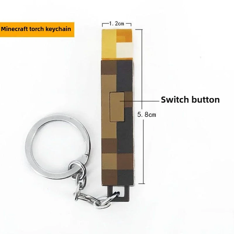 Minecraft Torch Keychain Luminous Pendant Game Creative Car Key Ring Charm Backpack Decoration Glowing Toys Accessories Gifts