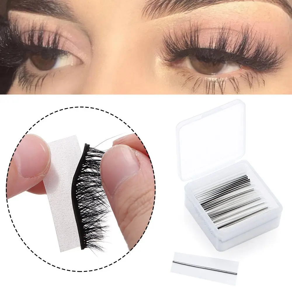 34 unids/caja gran oferta fácil de usar herramientas de maquillaje de ojos hipoalergénicas reutilizables tira de pestañas postizas sin pegamento autoadhesiva