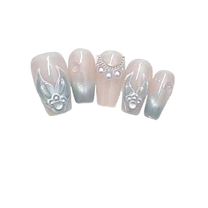 

Чистая фототерапия ручной работы, ношение ногтей, зеленый рыбий хвост, повторное использование, съемный патч для ногтей