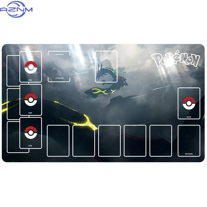 Pokemon Dark Sky Flying Dragon TCG Playmat with Card Zone Layout,Anti Slip Waterproof Mouse Pad