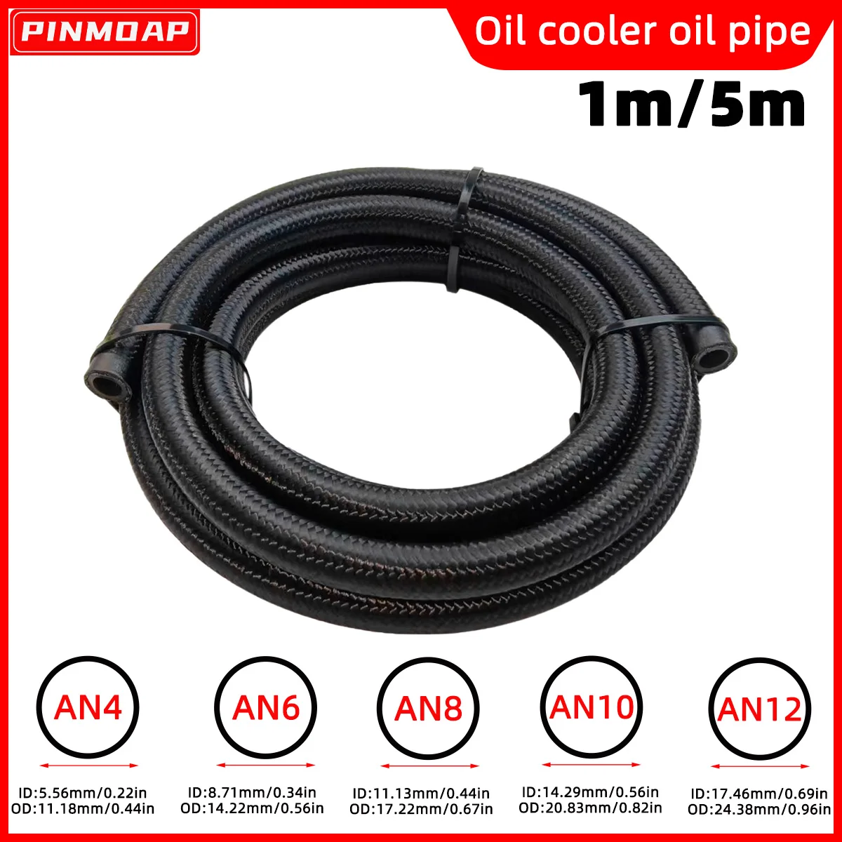

PINMOAP 1M 5M Oil Fuel Hose Oil Gas Line AN4 AN6 AN8 AN10 Cooler Hose Line Nylon Stainless Steel Braided Pipe Tube In Stock