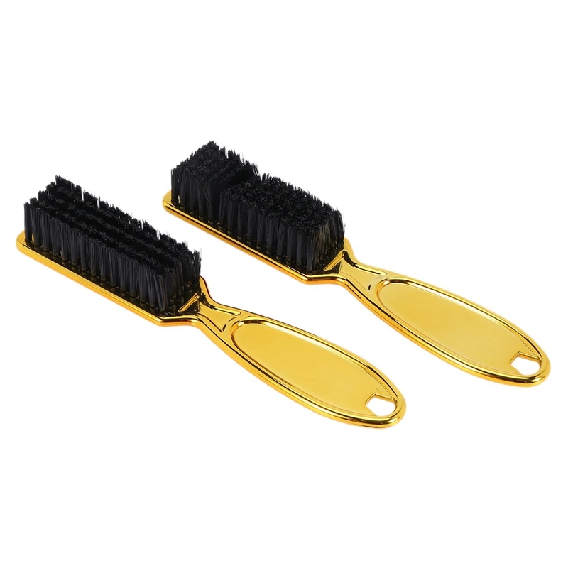 Fade Brush Comb Scissors Cleaning Brush Barber Shop Skin Fade Vintage Oil Head Shape Carving Cleaning Brush Gold 6PC