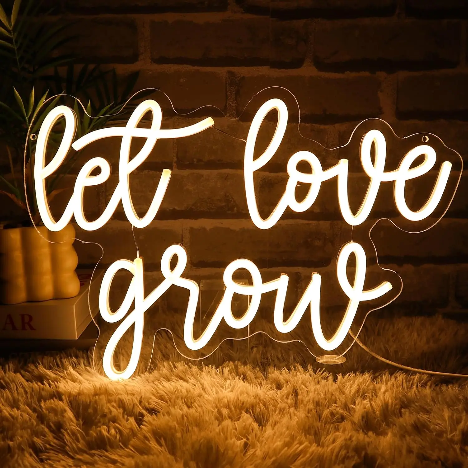 Let Love Grow Neon Sign USB Powered Aesthetic LED Light for Wedding Party Bridal Shower Engagement Bedroom Decoration Gift