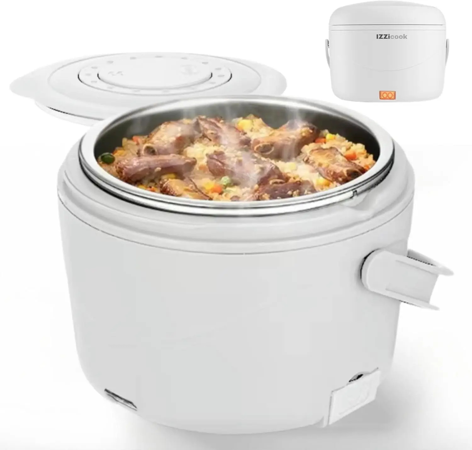 

IZZicook Electric Lunch Box 1.2L Heated Food Warmer, Portable Meal Heater with Leak-Proof Lid, 80W – Ideal for Office, Work, Car