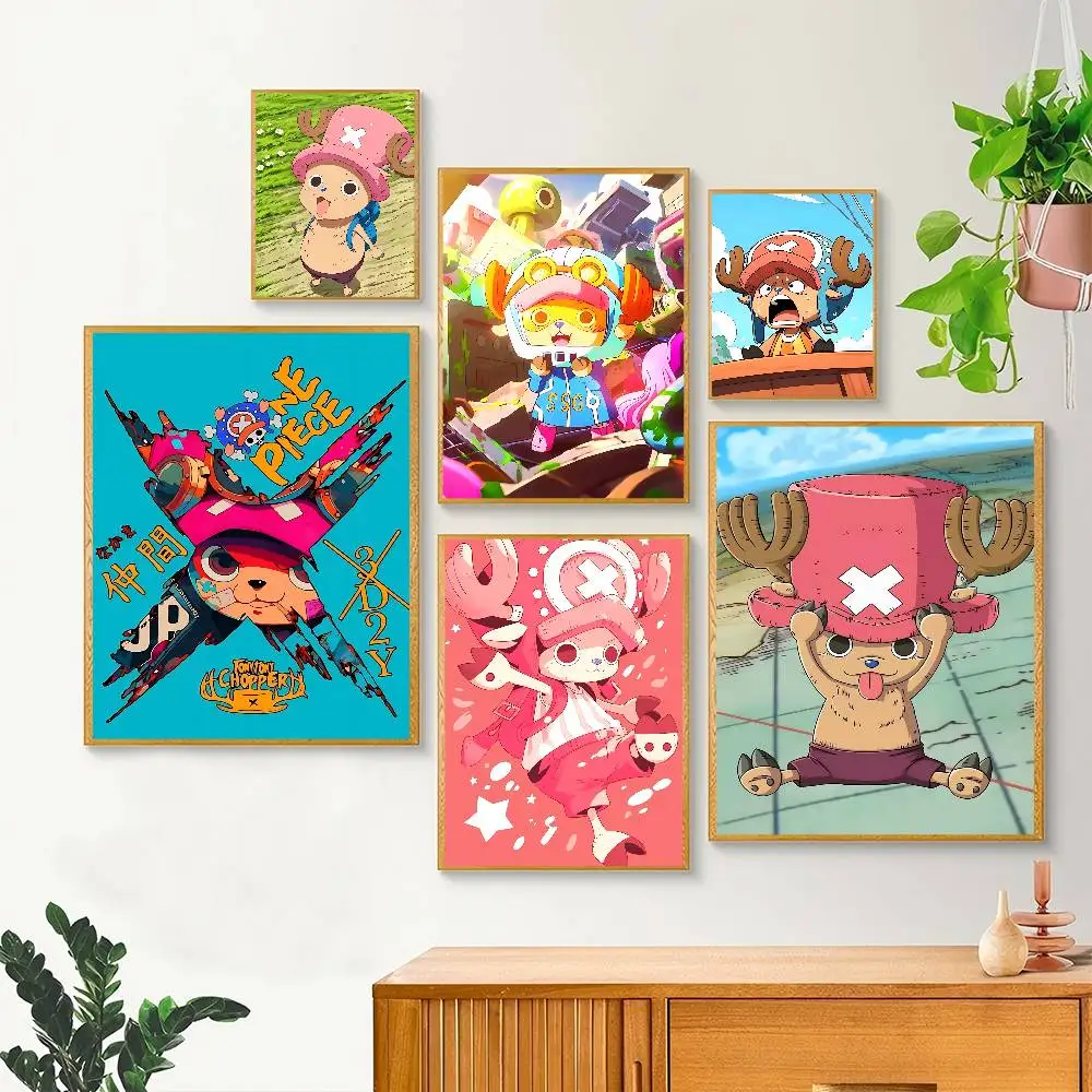 Anime Character Cute Chopper One P-Piece posters Self-adhesive Paper Print Home Living Room Bedroom Entrance Bar Cafe Art