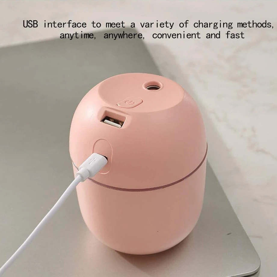 #59A Air Humidifier USB 220Ml Portable Mist Diffuser for Office Car, White,Humidifiers,(ABS)