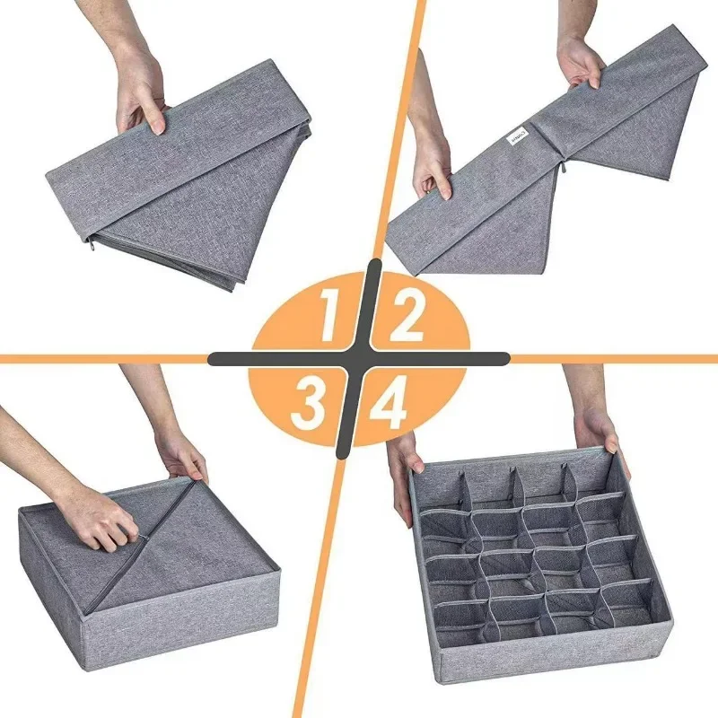 Underwear Tie Compartment Organizer Home Fabric Drawer Put Bra Socks Storage Organizer Box Foldable Cabinet Closet Organizers