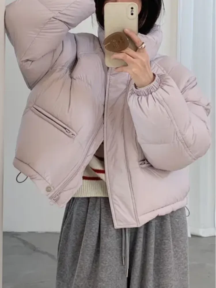 

Pink Cotton Jaet Women's Winter New Large Size Loose Faionable Stand Collar Warm Cotton Clothes Korean Sle Commute